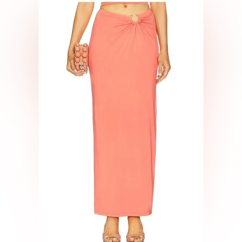 Good American Vibrant Coral Maxi Skirt